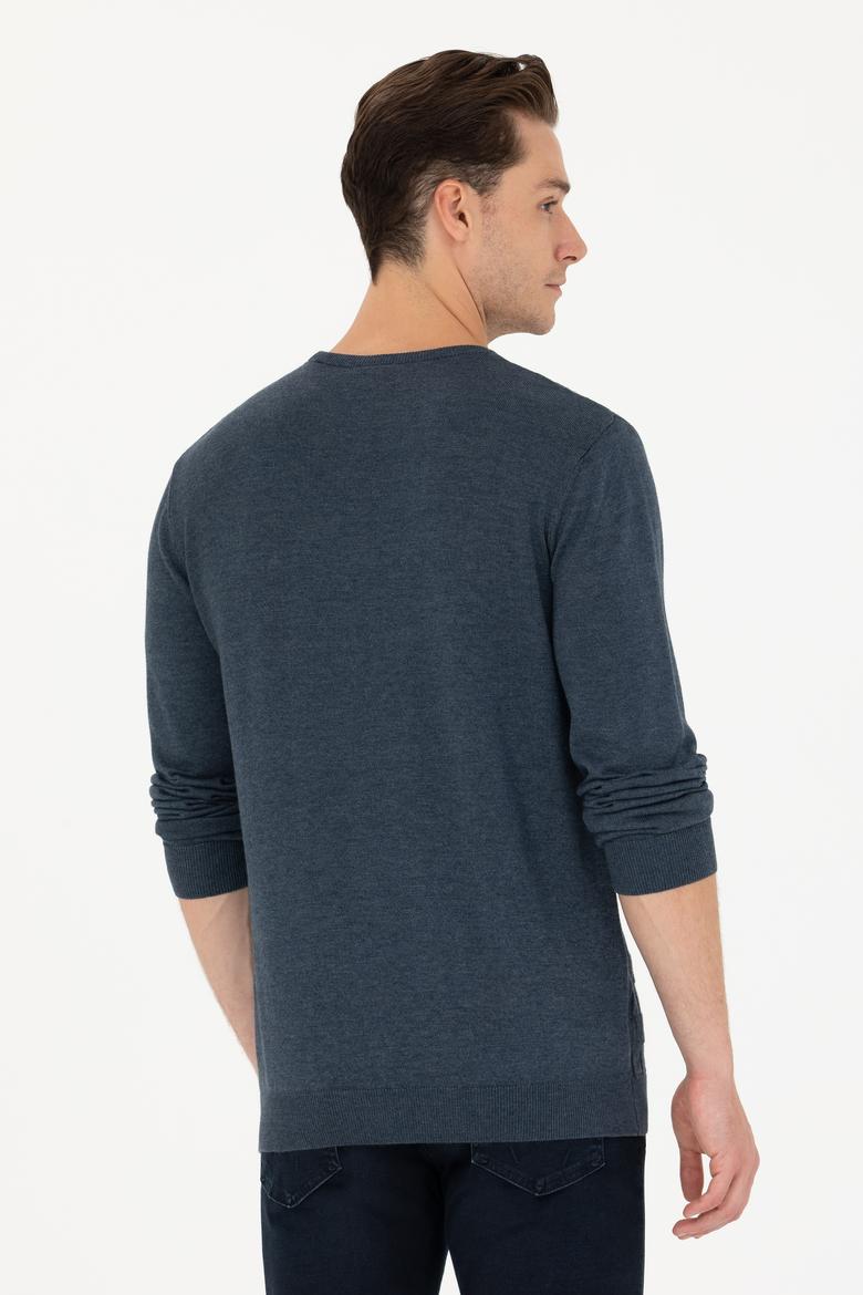 Erkek Lacivert Bisiklet Yaka Kazak - 50269001046