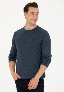 Erkek Lacivert Bisiklet Yaka Kazak - 50269001046