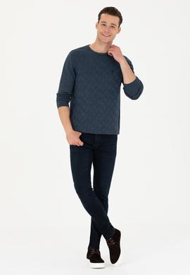 Erkek Lacivert Bisiklet Yaka Kazak - 50269001046