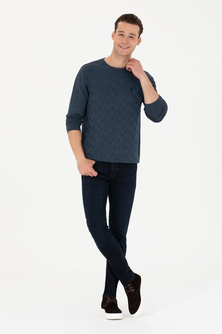 Erkek Lacivert Bisiklet Yaka Kazak - 50269001046