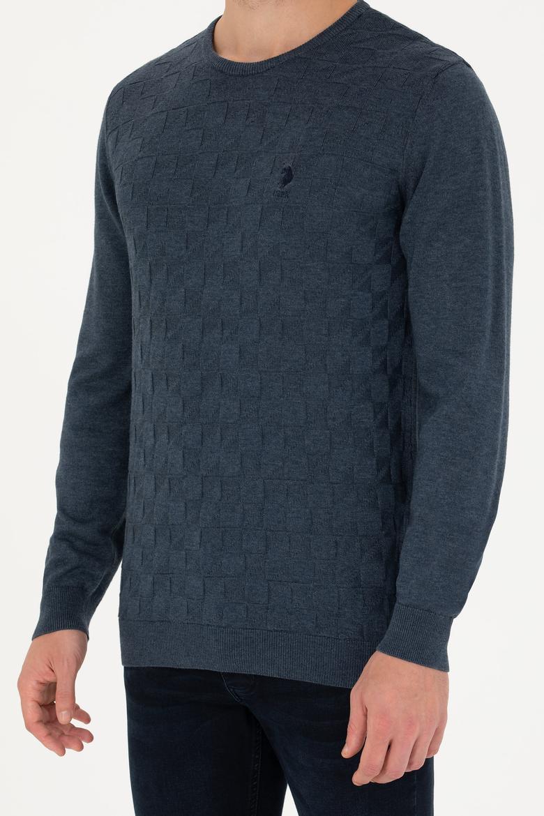 Erkek Lacivert Bisiklet Yaka Kazak - 50269001046