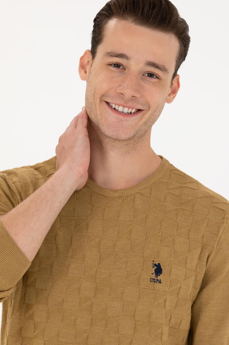 Erkek Açık Haki Basic Kazak