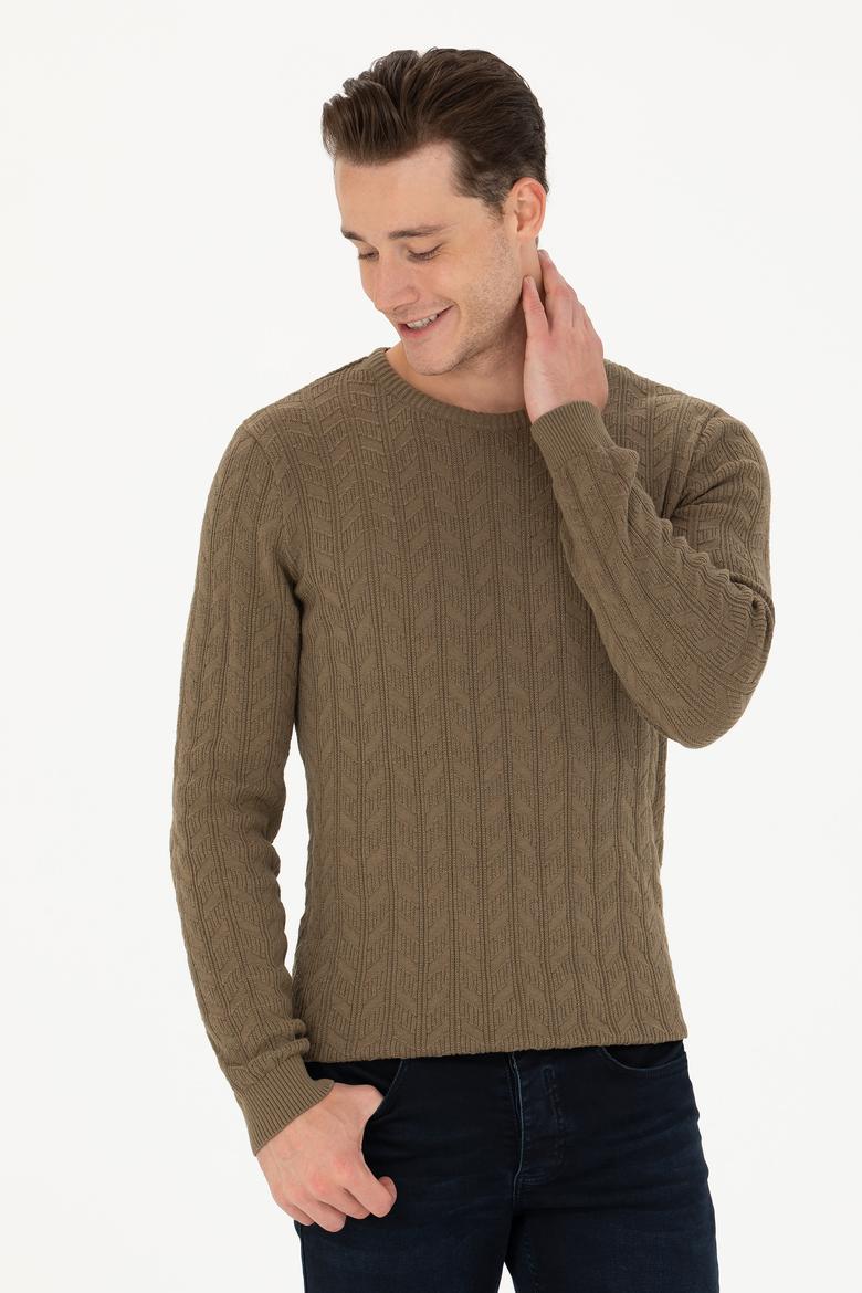 Erkek Haki Melanj Basic Kazak - 50268940078