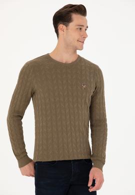 Erkek Haki Melanj Basic Kazak - 50268940078