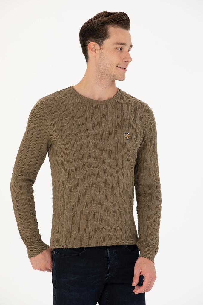 Erkek Haki Melanj Basic Kazak