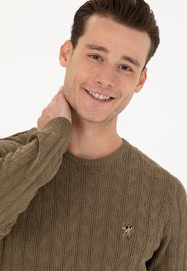 Erkek Haki Melanj Basic Kazak - 50268940078