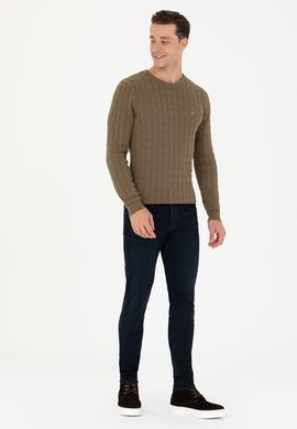 Erkek Haki Melanj Basic Kazak - 50268940078