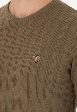 Erkek Haki Melanj Basic Kazak - 50268940078