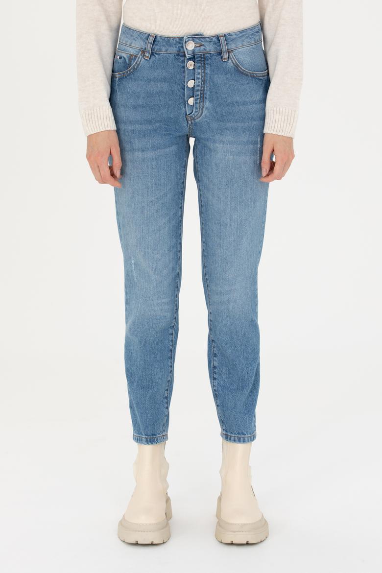 Kadın Mavi Jean Pantolon - 50272298015