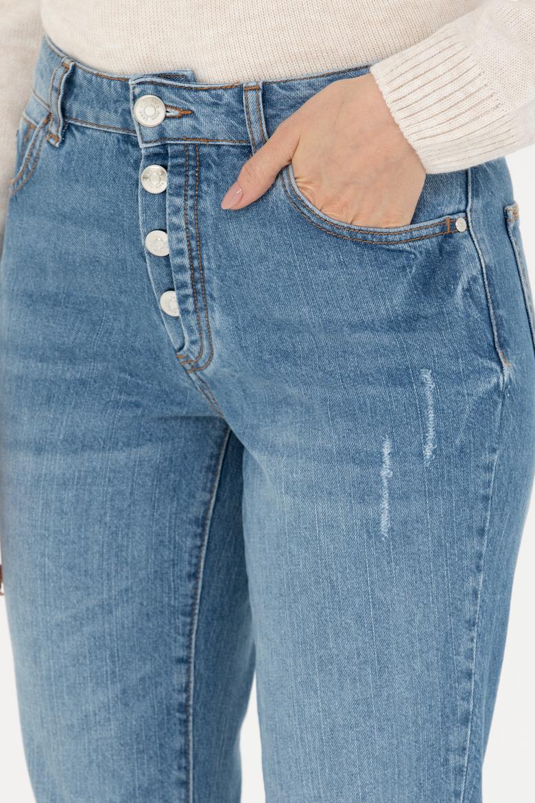 Kadın Mavi Jean Pantolon - 50272298015