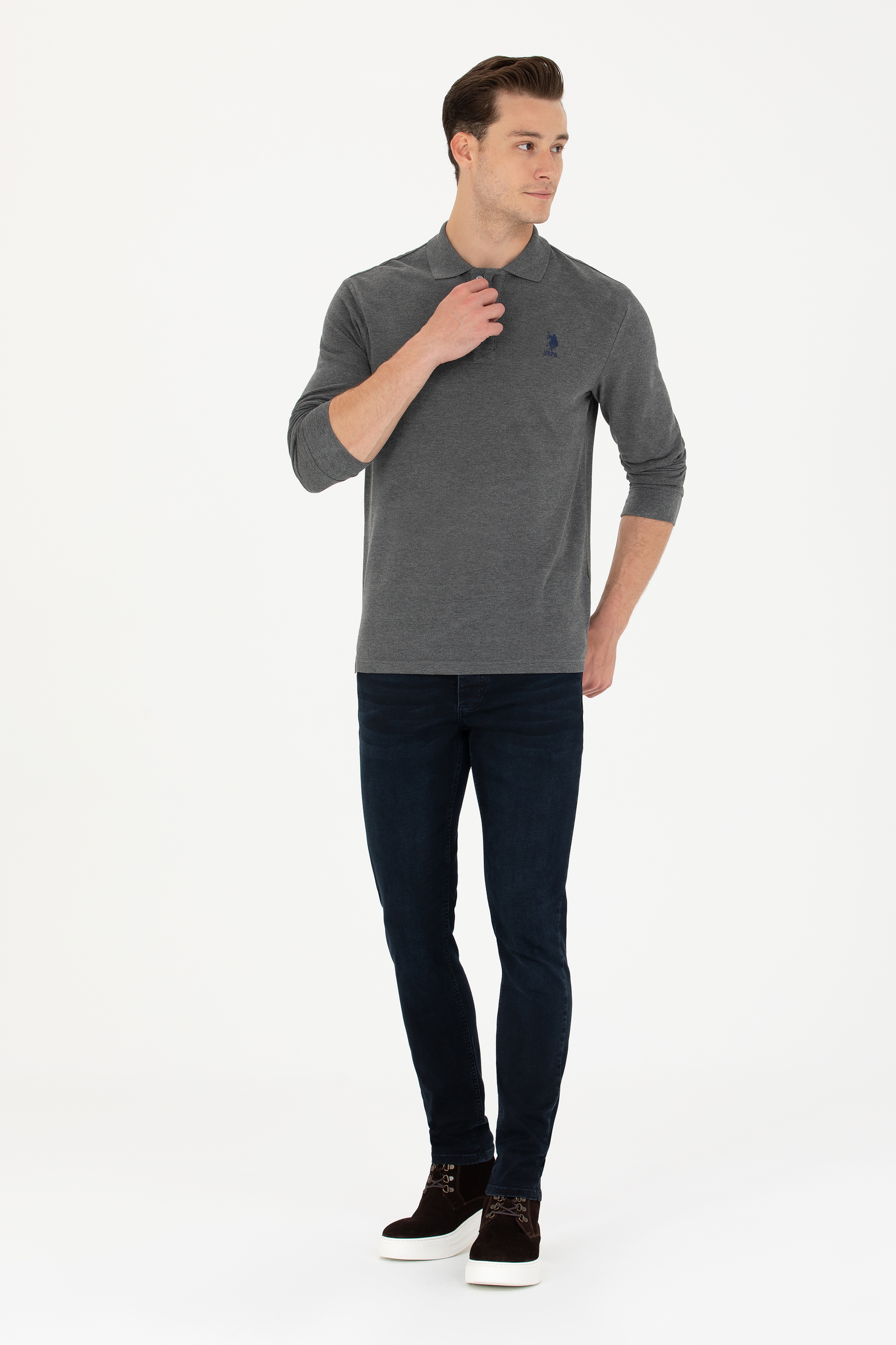 Erkek Antrasit Melanj Basic Sweatshirt - Image 4