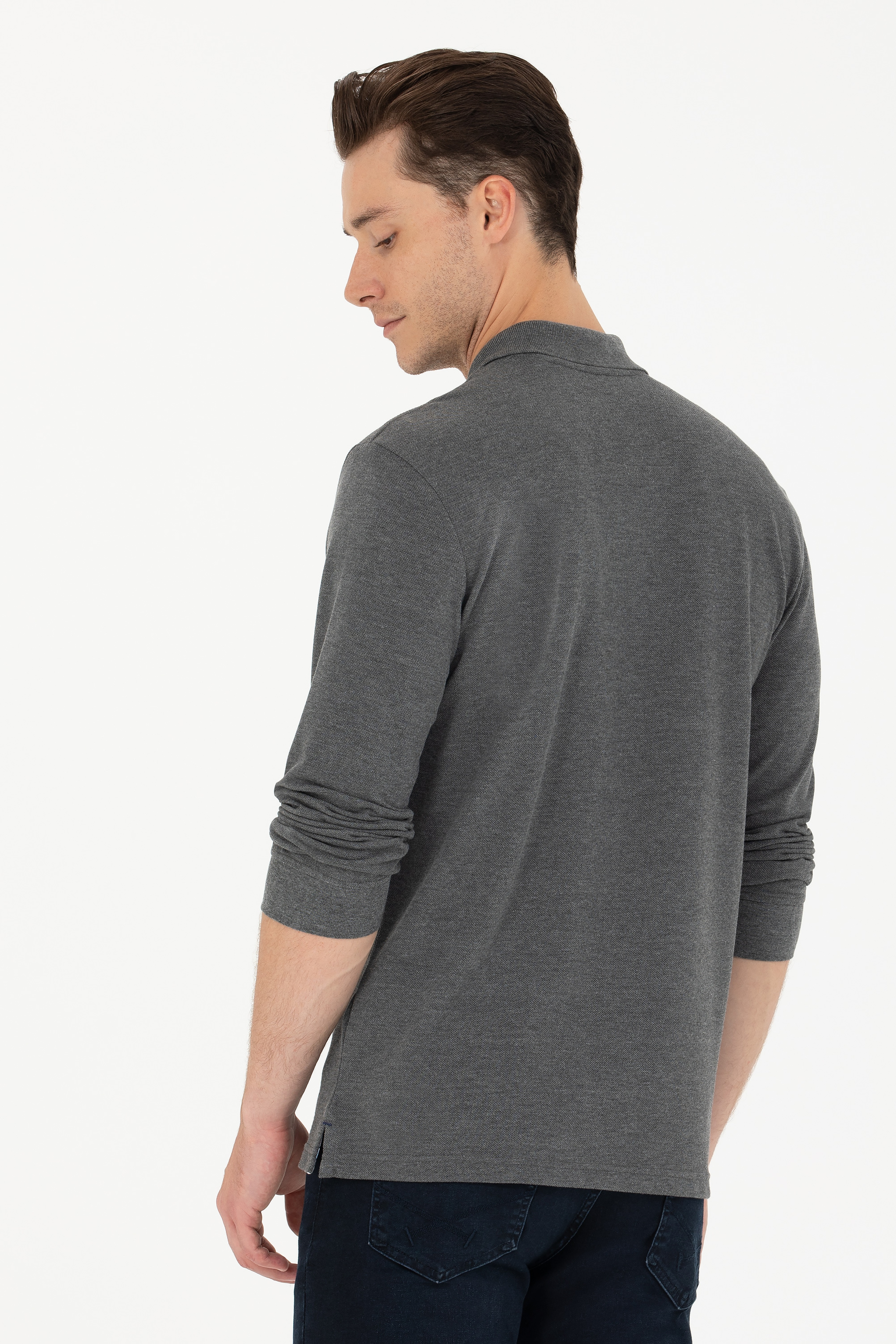 Erkek Antrasit Melanj Basic Sweatshirt - Image 5