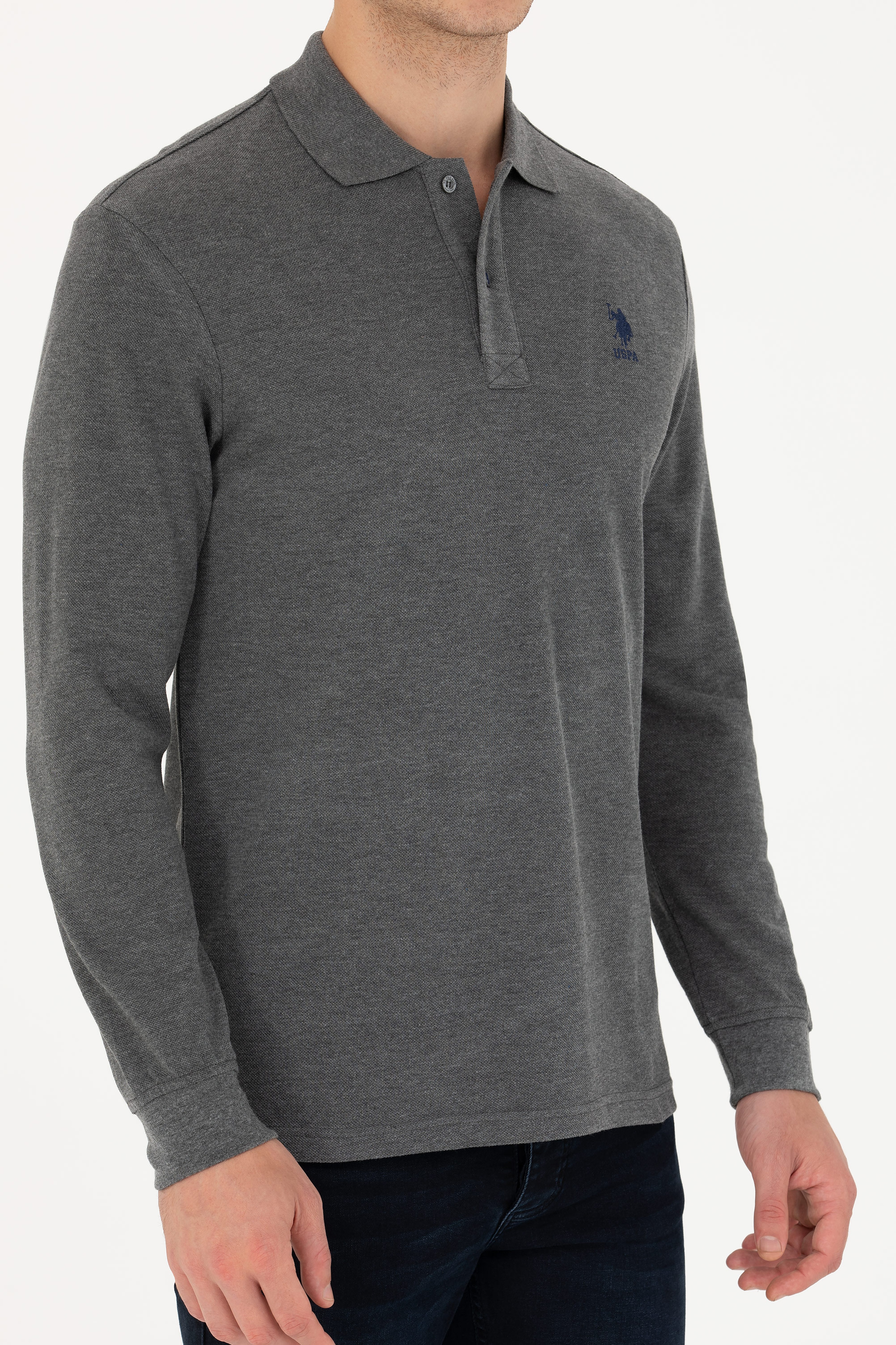 Erkek Antrasit Melanj Basic Sweatshirt - Image 6