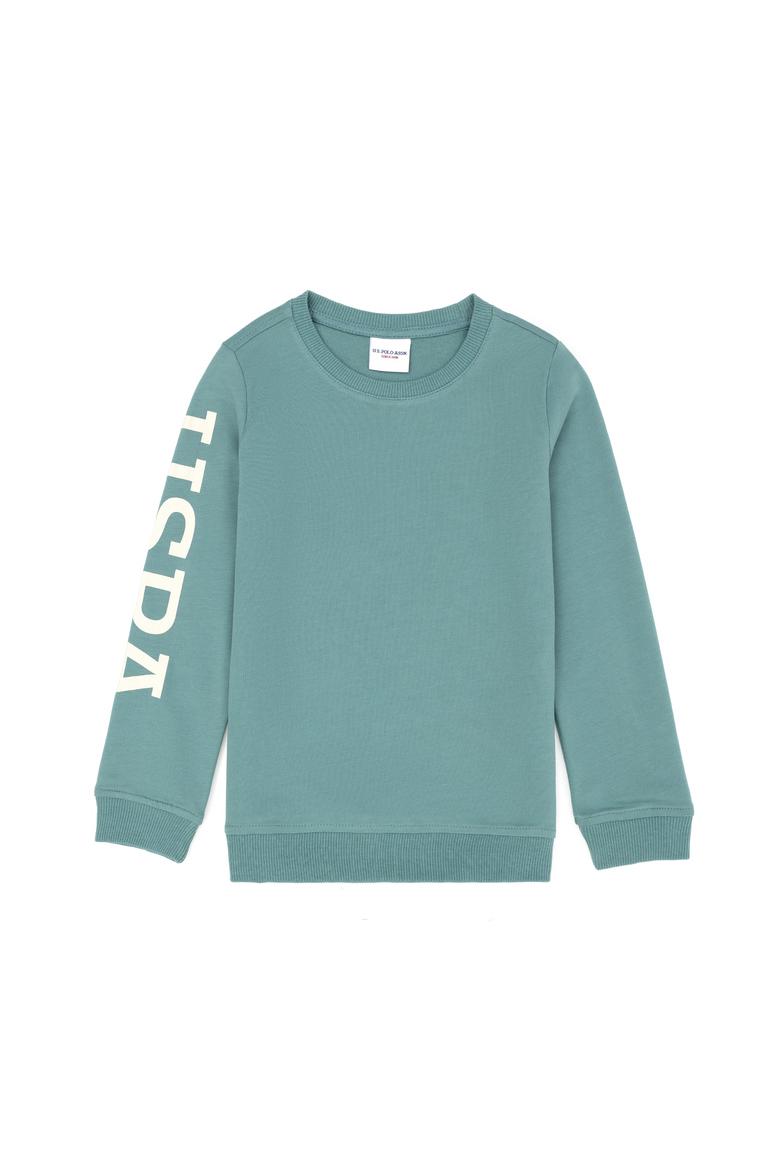 Erkek Çocuk Mint Basic Bisiklet Yaka Sweatshirt