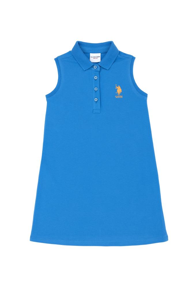 Kız Çocuk Saks Kolsuz Örme Elbise