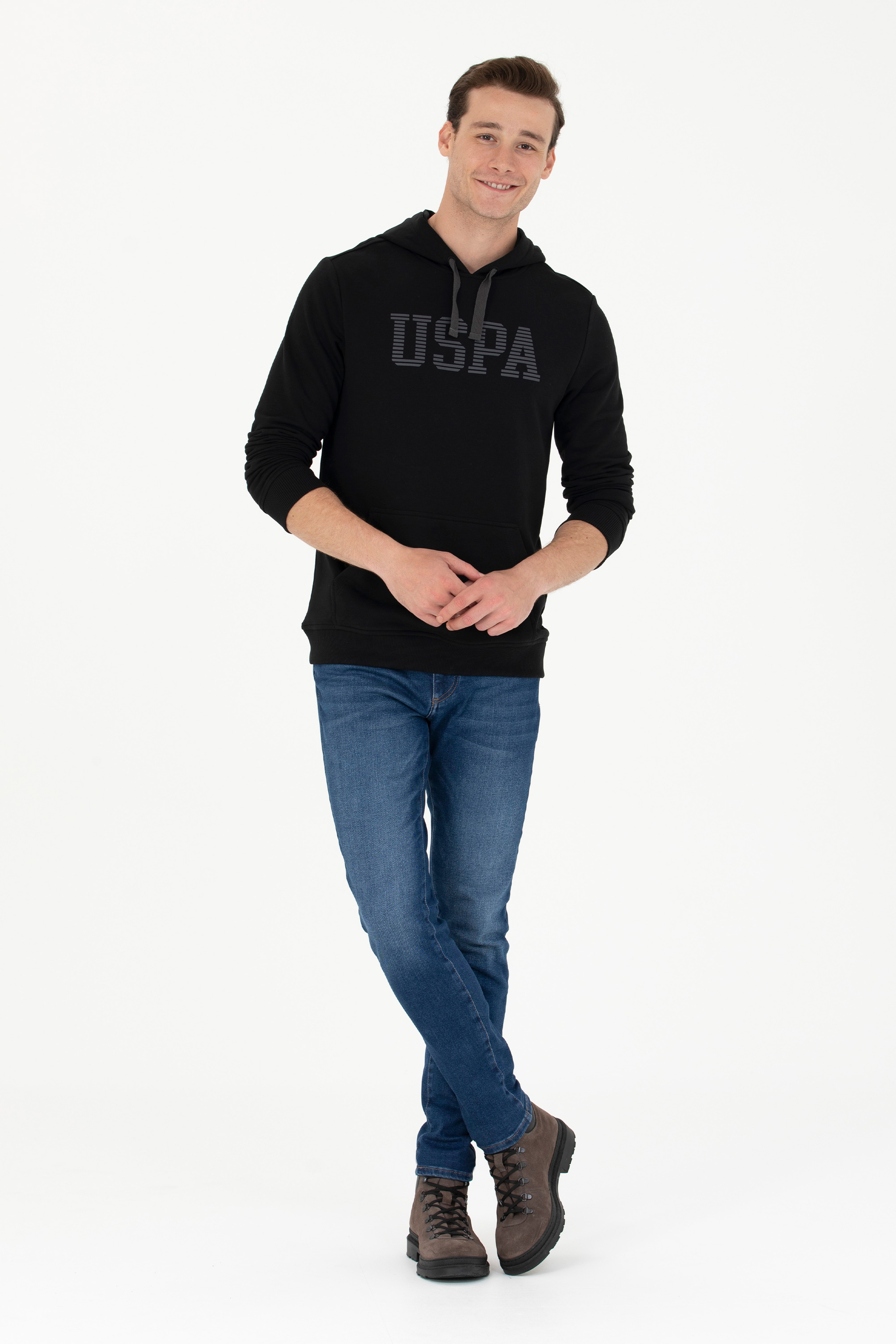 Erkek Siyah Basic Sweatshirt
