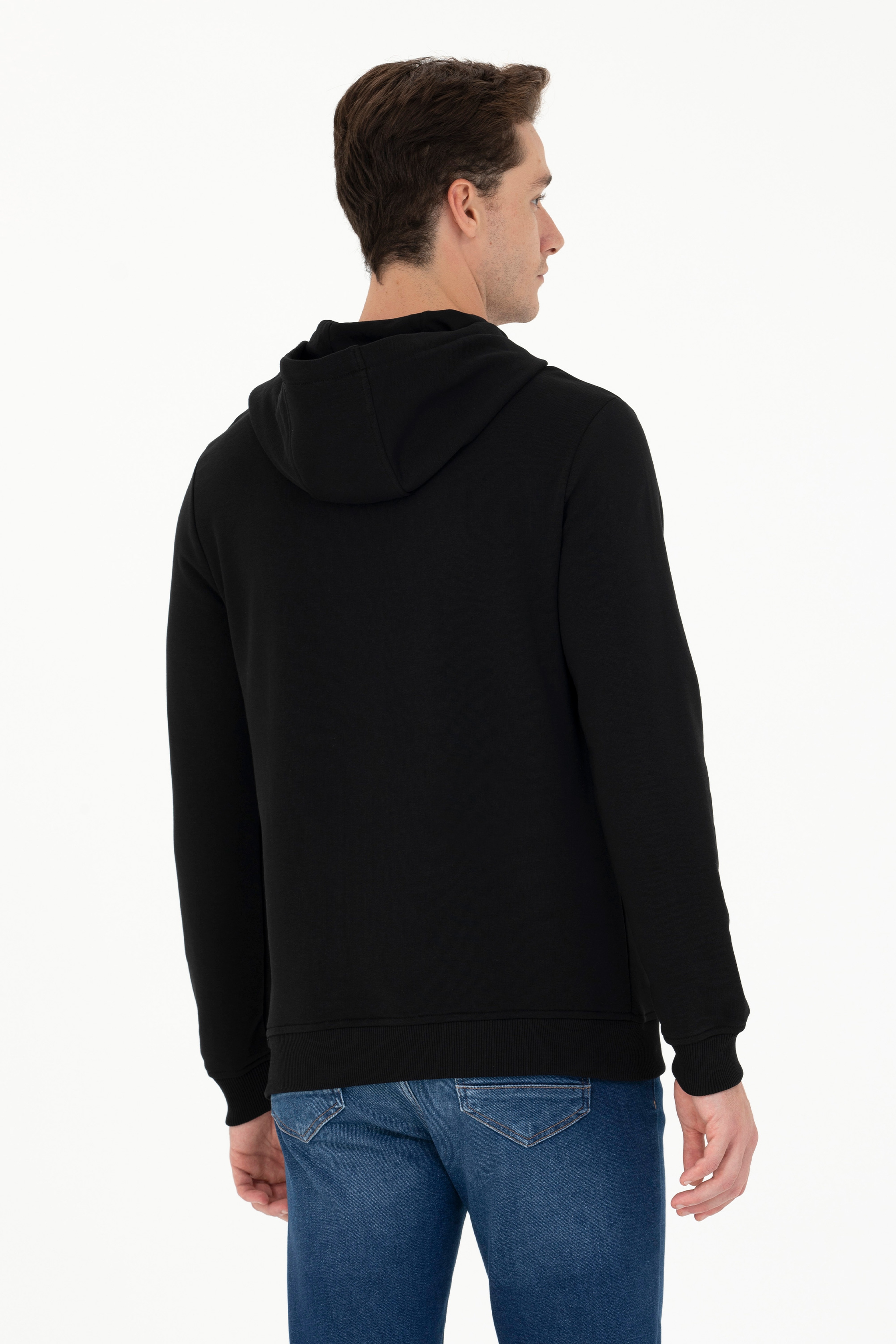 Erkek Siyah Basic Sweatshirt - Image 5