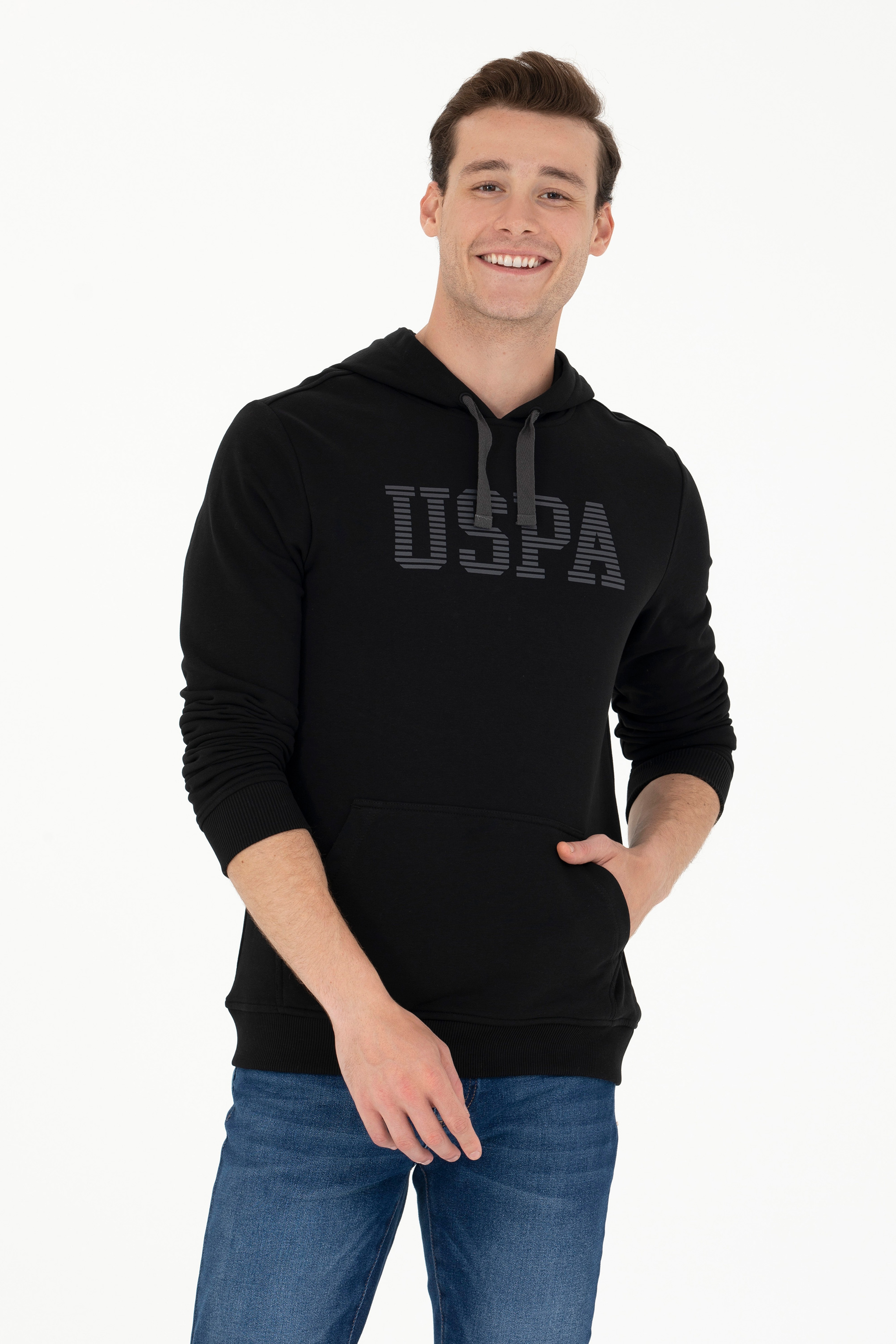Erkek Siyah Basic Sweatshirt - Image 1