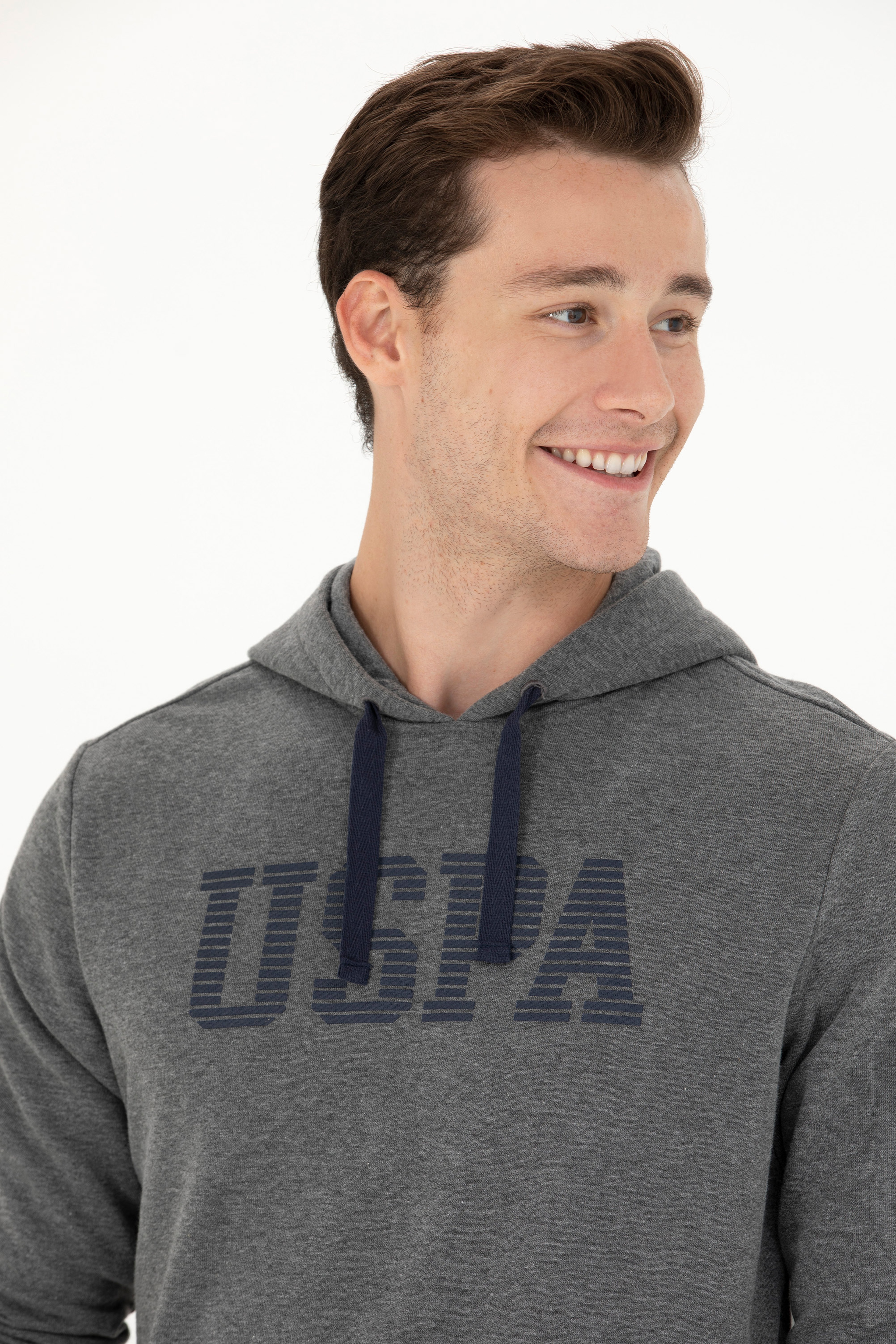 Erkek Antrasit Melanj Basic Sweatshirt - Image 3