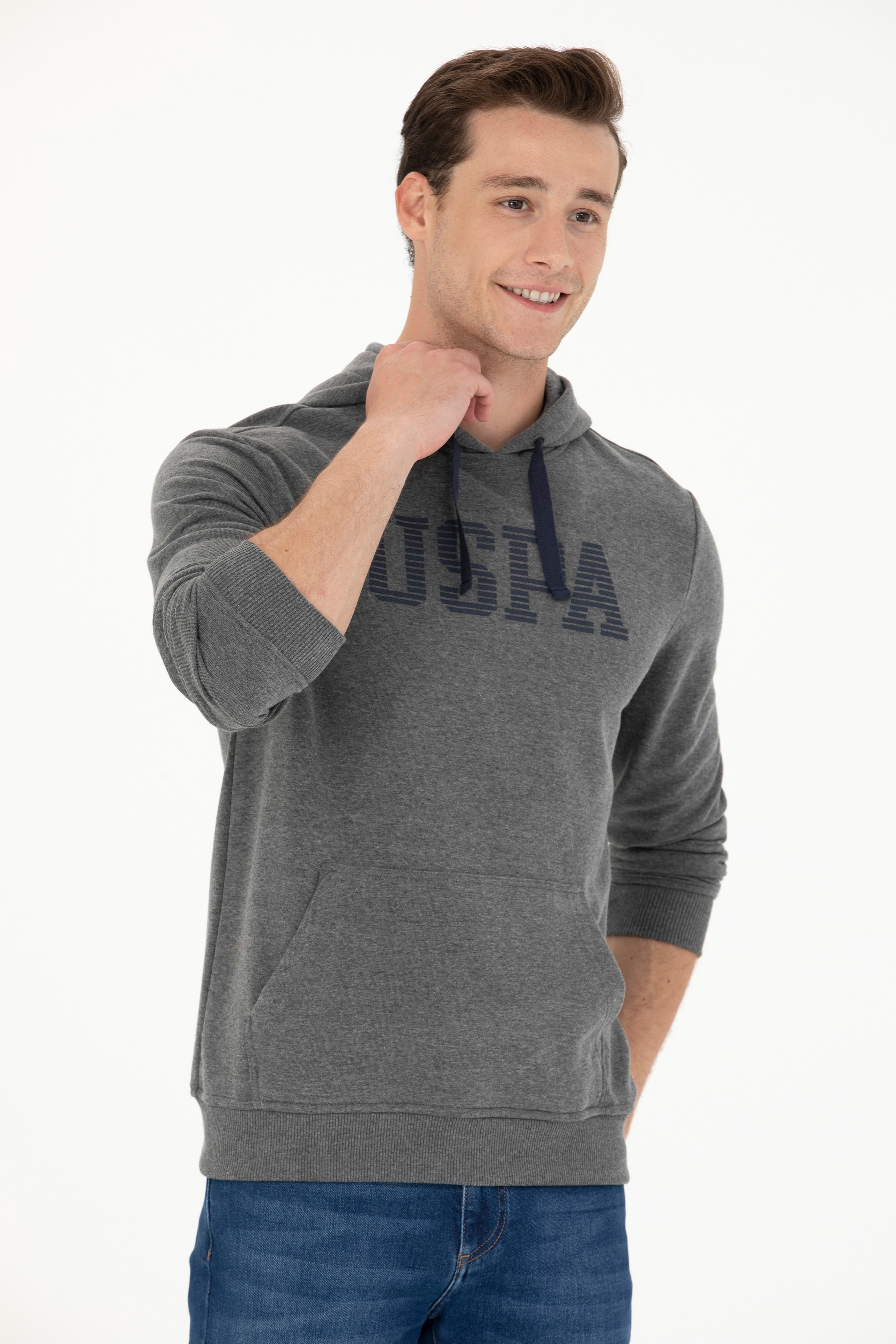 Erkek Antrasit Melanj Basic Sweatshirt