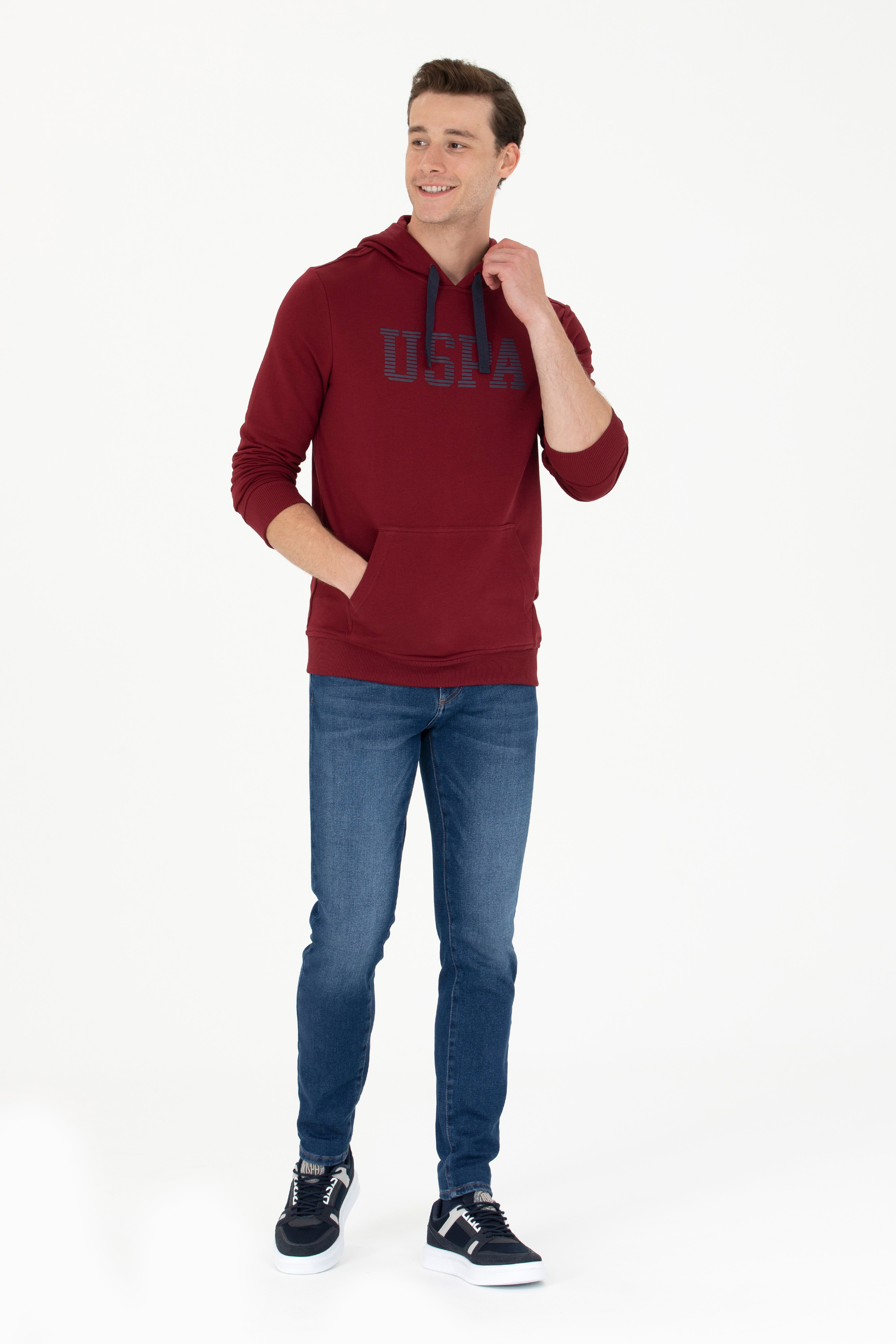 Erkek Bordo Basic Sweatshirt - Image 4