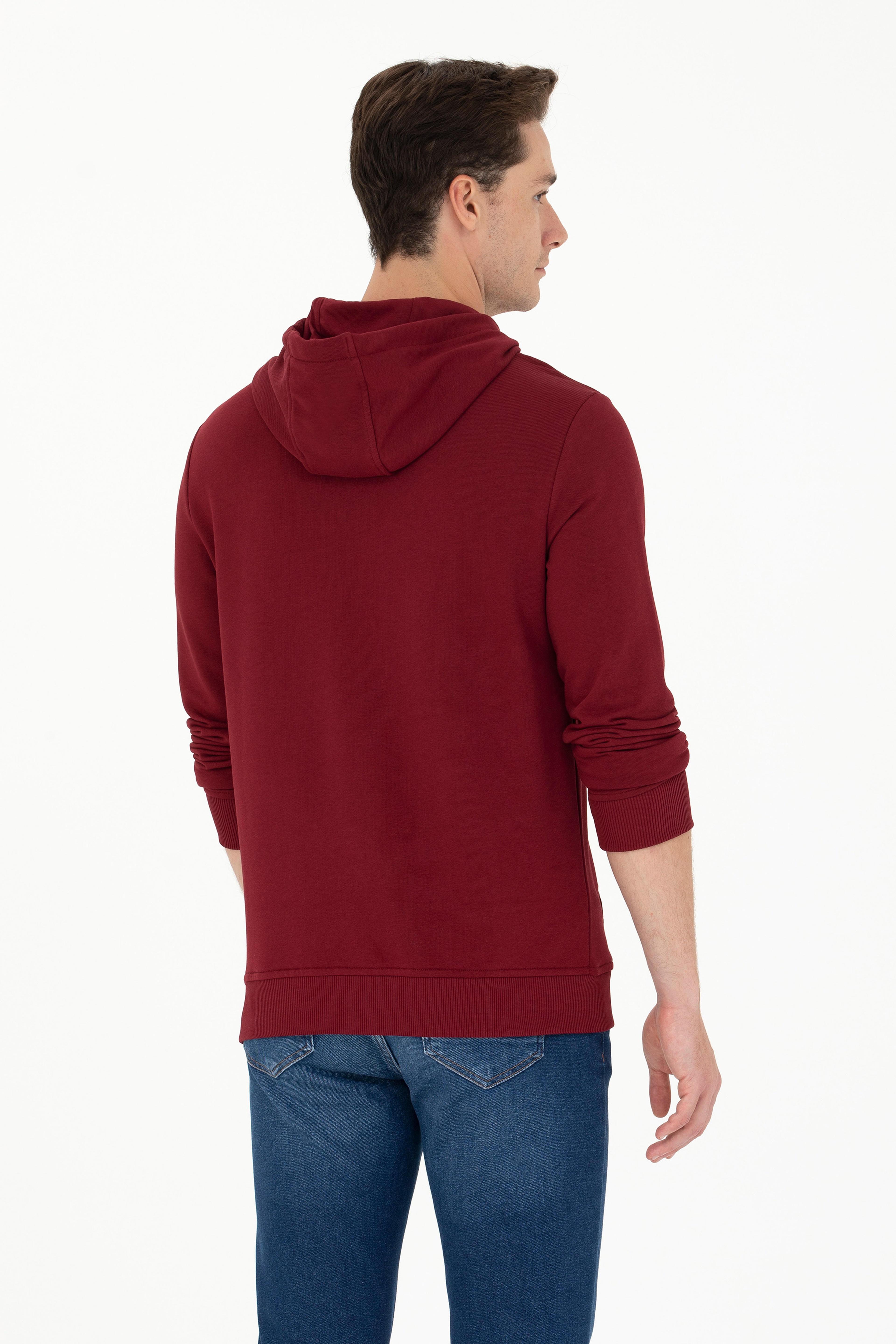 Erkek Bordo Basic Sweatshirt - Image 5