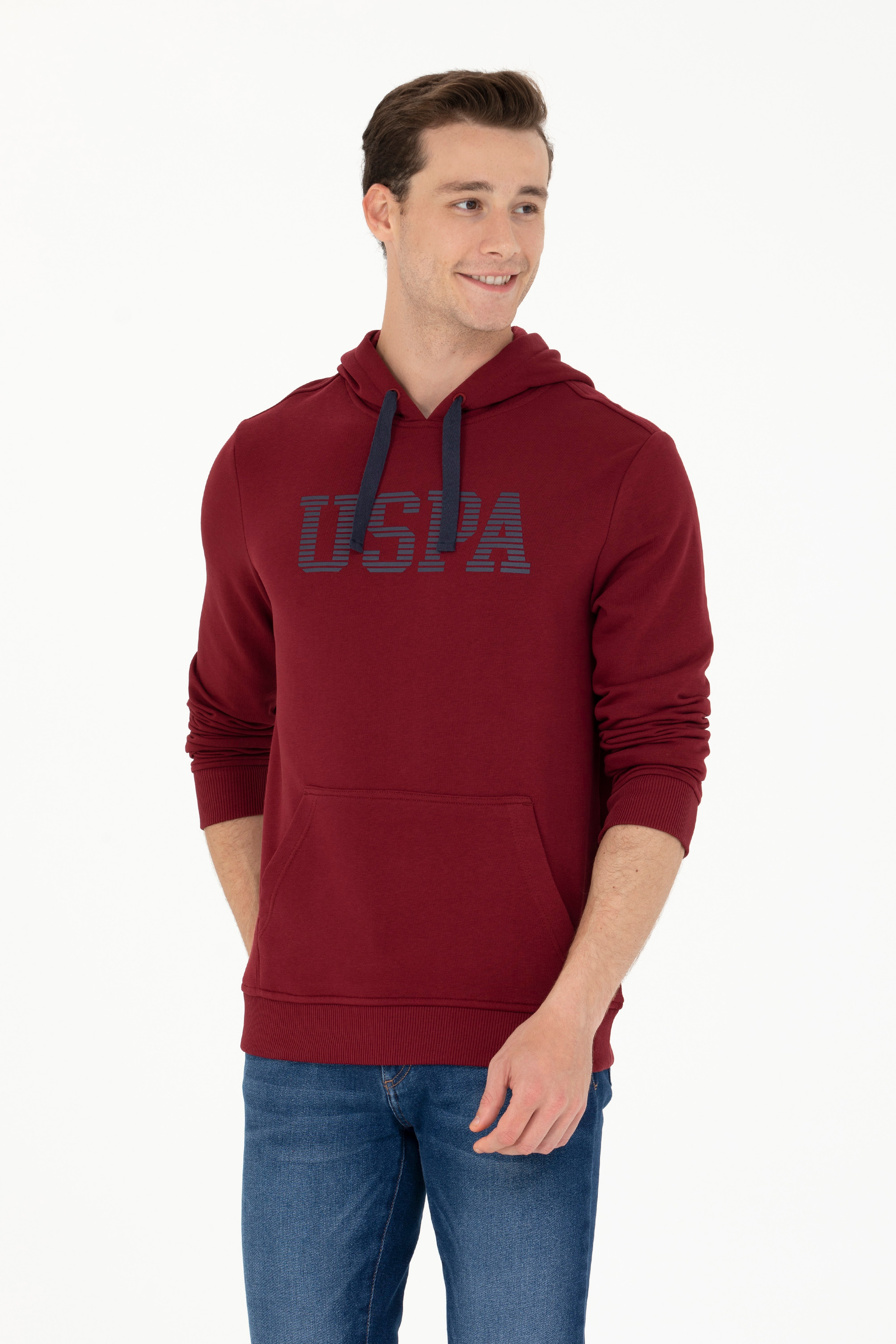 Erkek Bordo Basic Sweatshirt - Image 1
