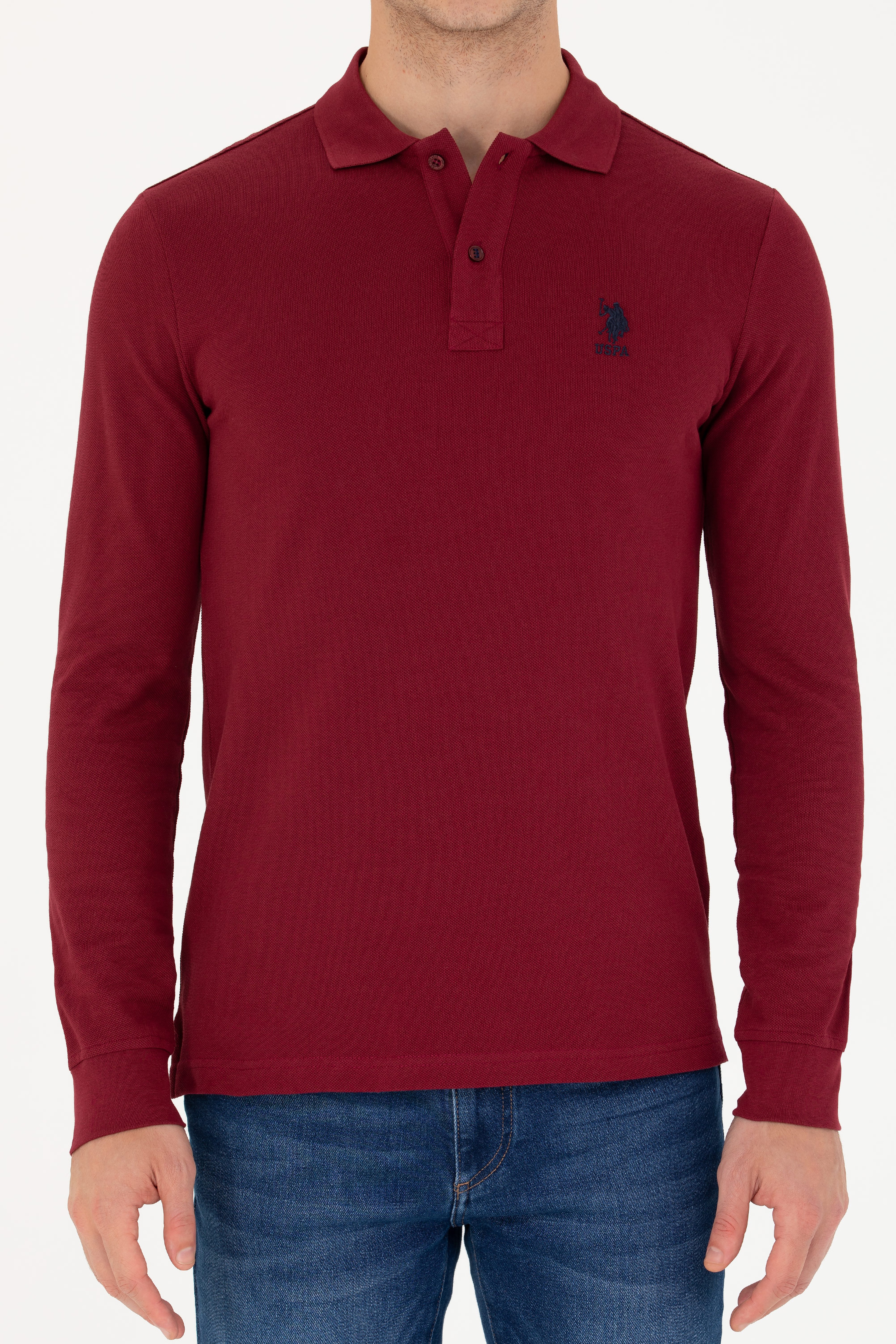 Erkek Bordo Basic Sweatshirt - Image 6