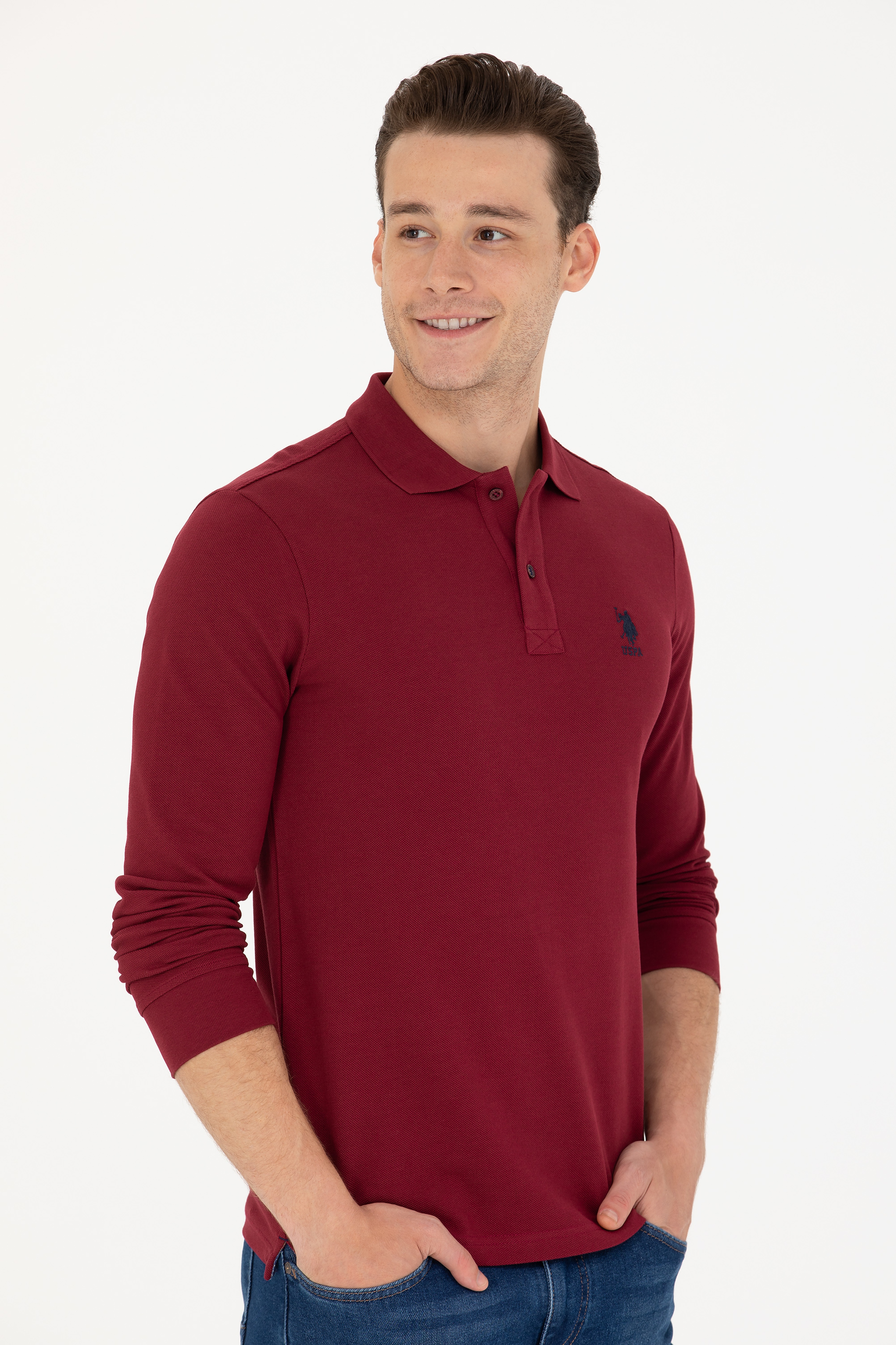 Erkek Bordo Basic Sweatshirt - Image 1