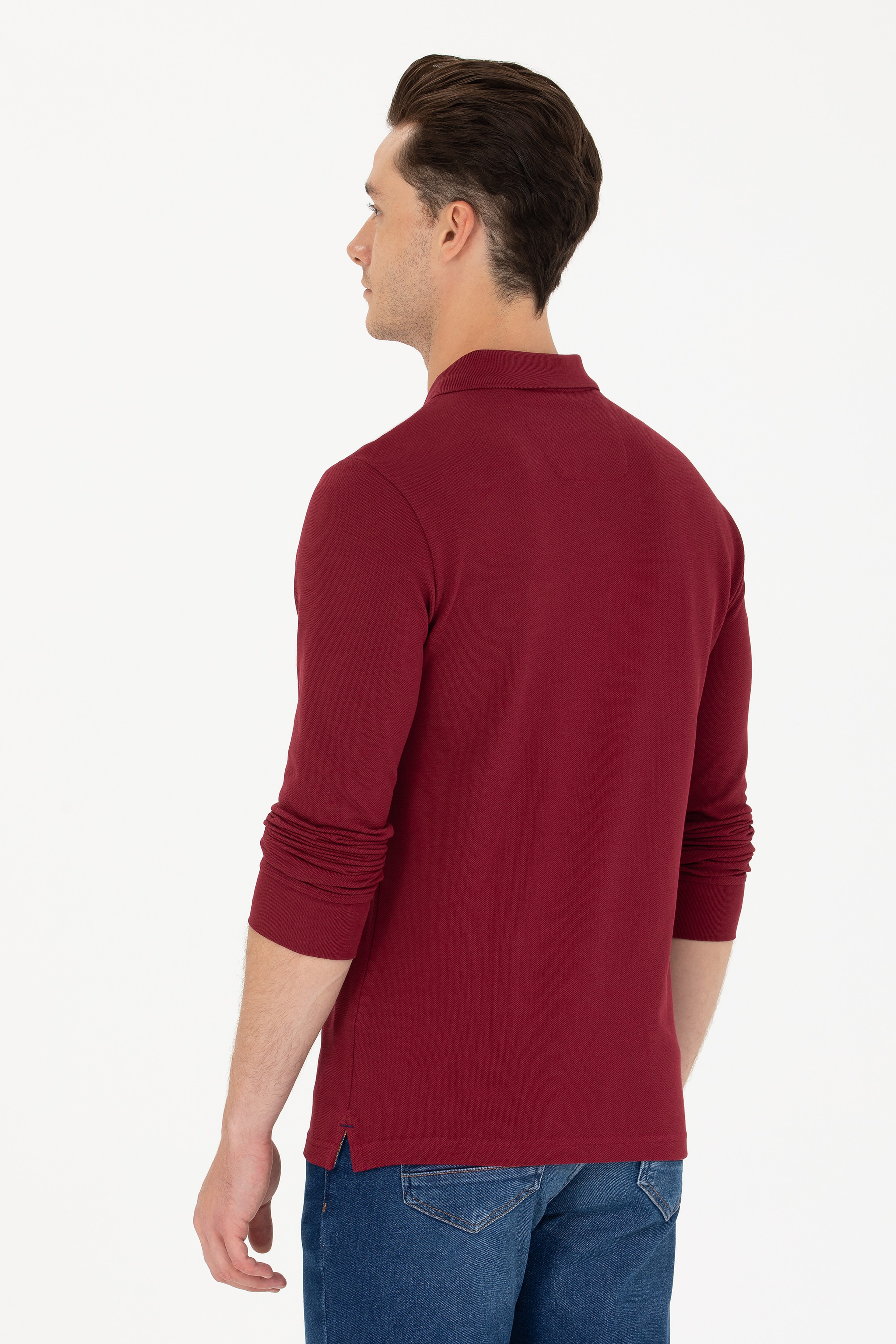 Erkek Bordo Basic Sweatshirt - Image 5