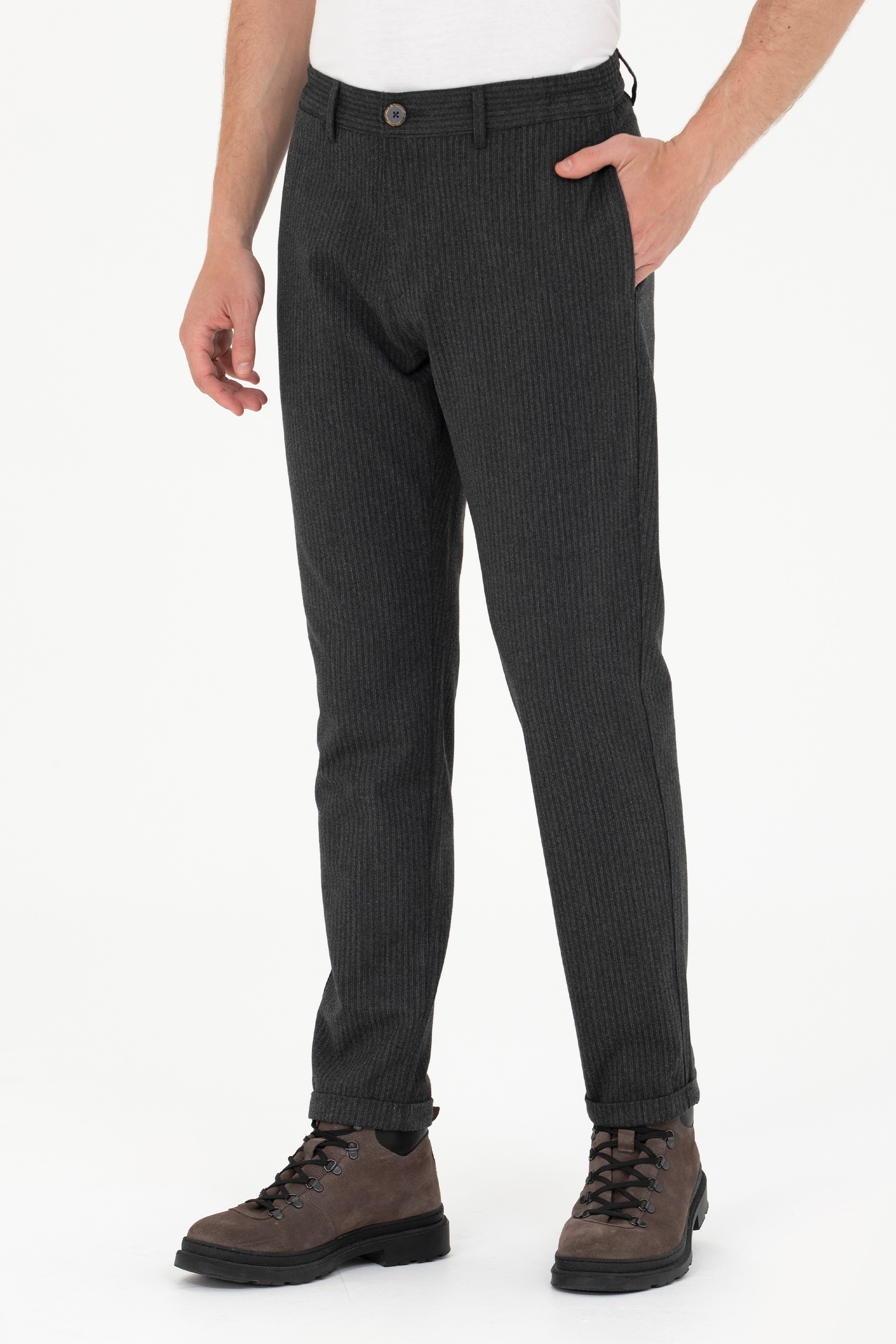 Erkek Carrot Fit Antrasit Kanvas Pantolon - Image 2