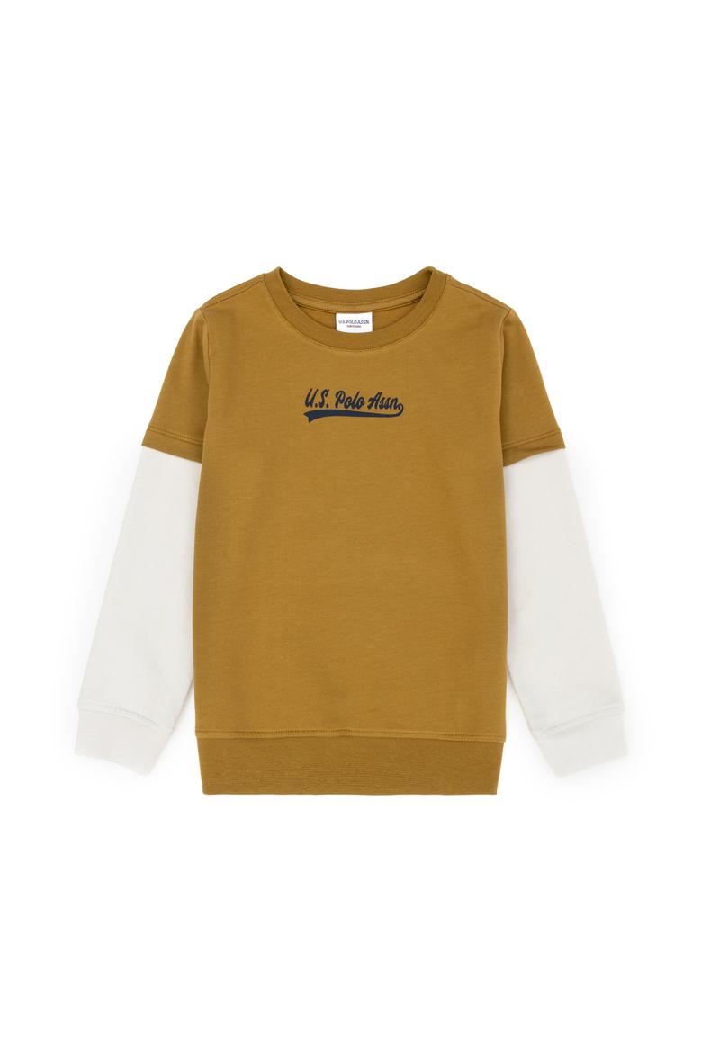Erkek Çocuk Açık Haki Bisiklet Yaka Sweatshirt