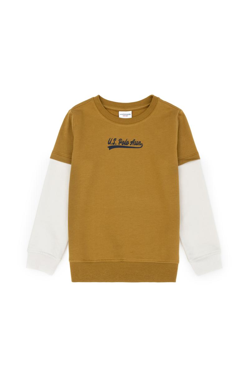 Erkek Çocuk Açık Haki Bisiklet Yaka Sweatshirt