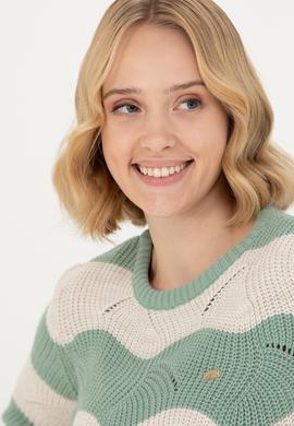 Kadın Mint Bisiklet Yaka Kazak - 50272043014