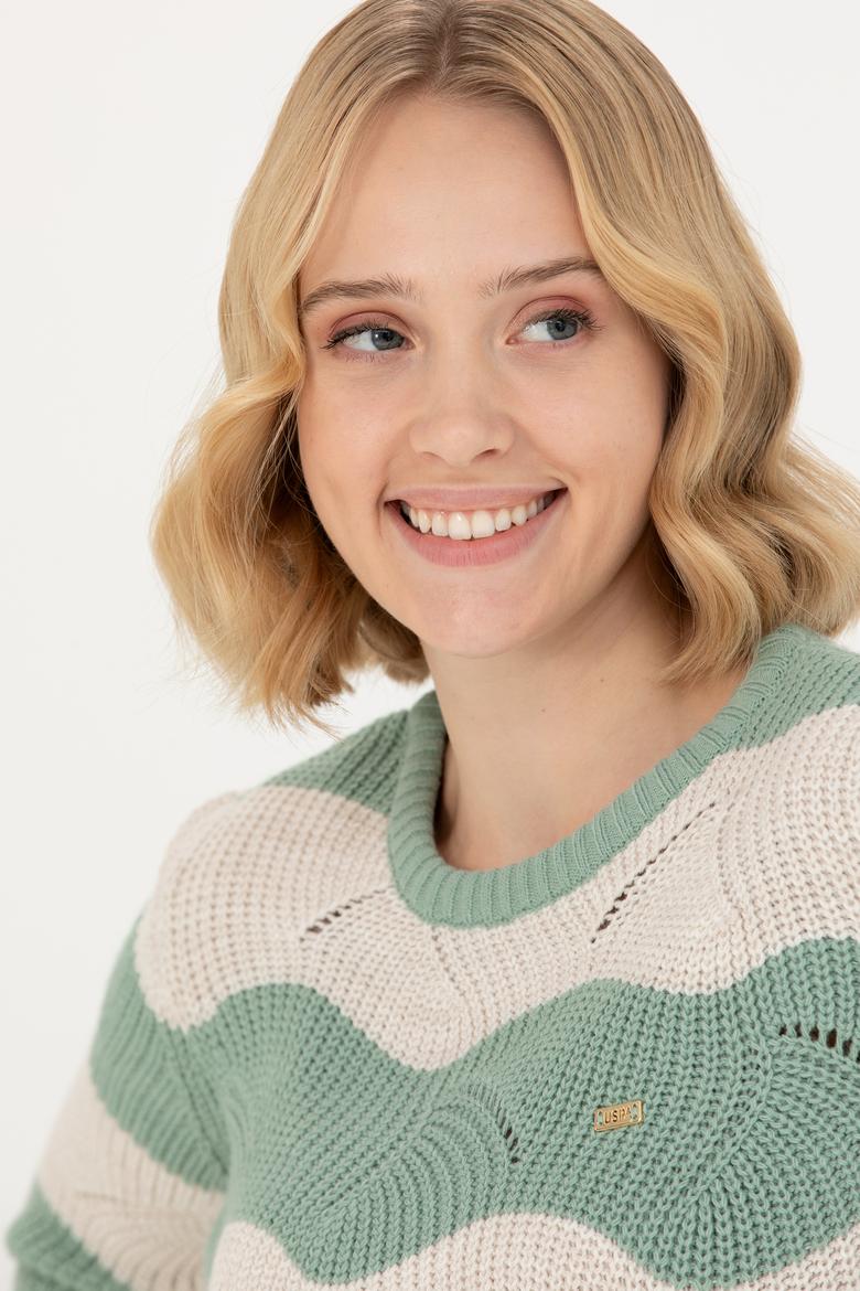 Kadın Mint Bisiklet Yaka Kazak - 50272043014