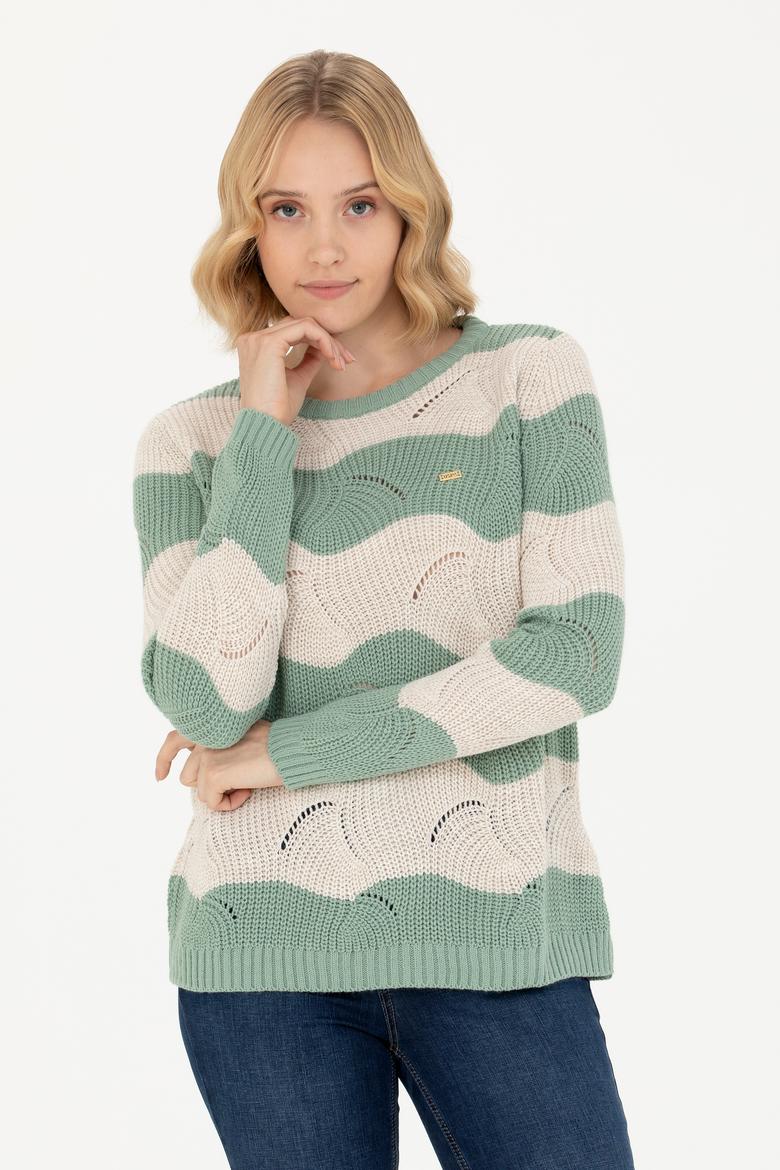 Kadın Mint Bisiklet Yaka Kazak - 50272043014