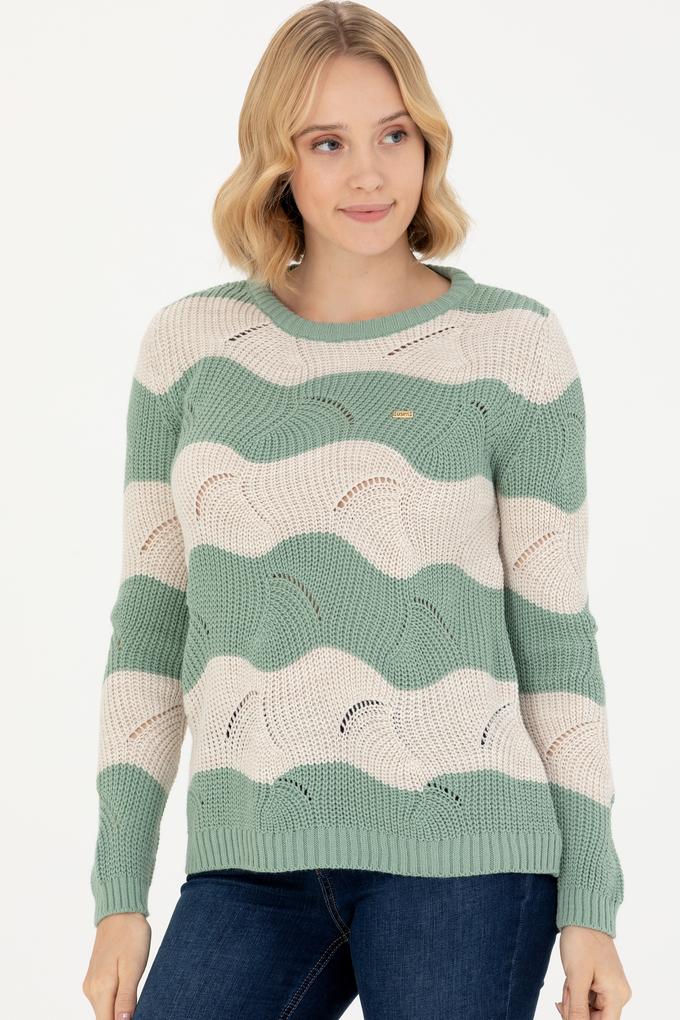 Kadın Mint Bisiklet Yaka Kazak