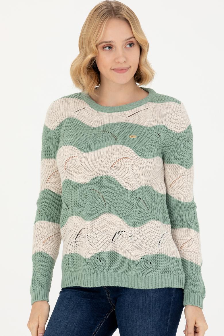 Kadın Mint Bisiklet Yaka Kazak