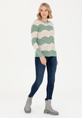 Kadın Mint Bisiklet Yaka Kazak - 50272043014