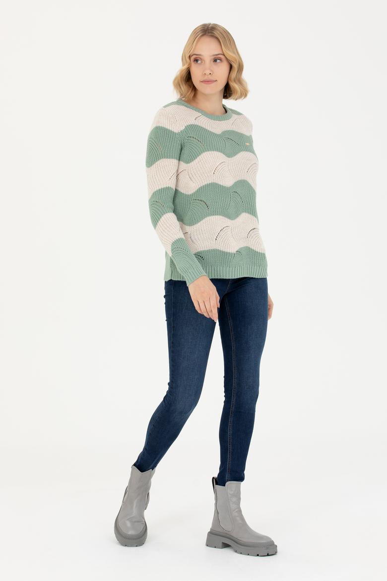 Kadın Mint Bisiklet Yaka Kazak - 50272043014