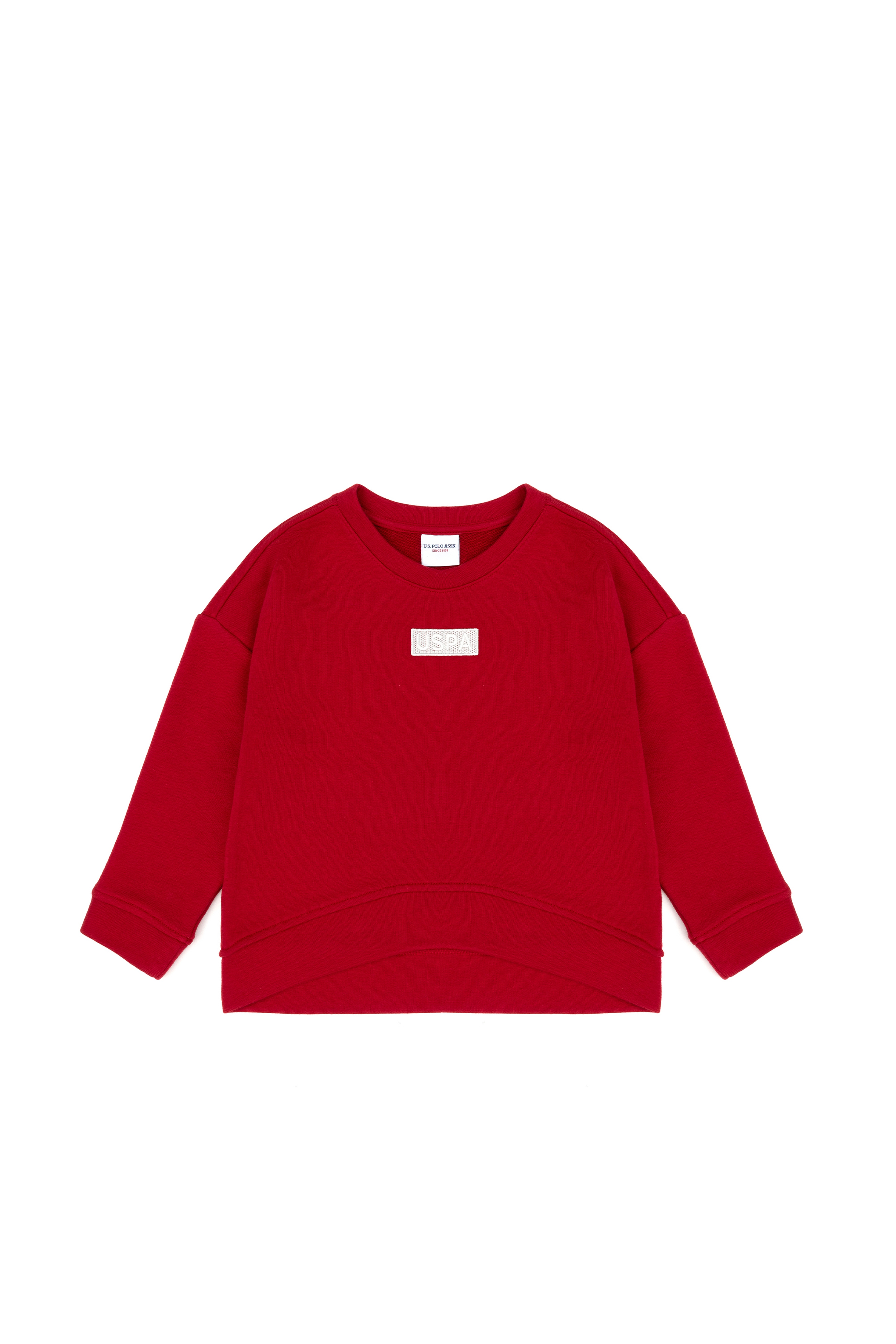 Kız Çocuk Kırmızı Basic Bisiklet Yaka Sweatshirt - Image 3