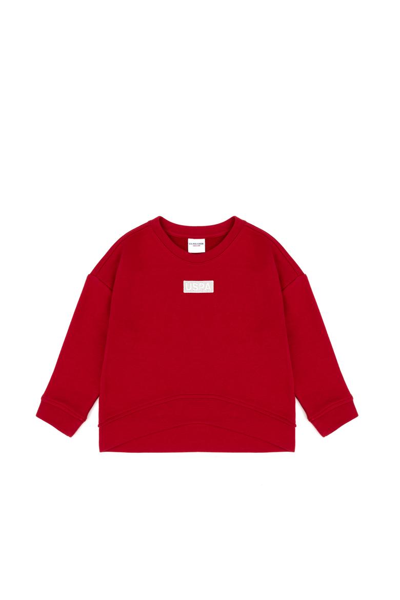 Kız Çocuk Kırmızı Basic Bisiklet Yaka Sweatshirt - 50276834003
