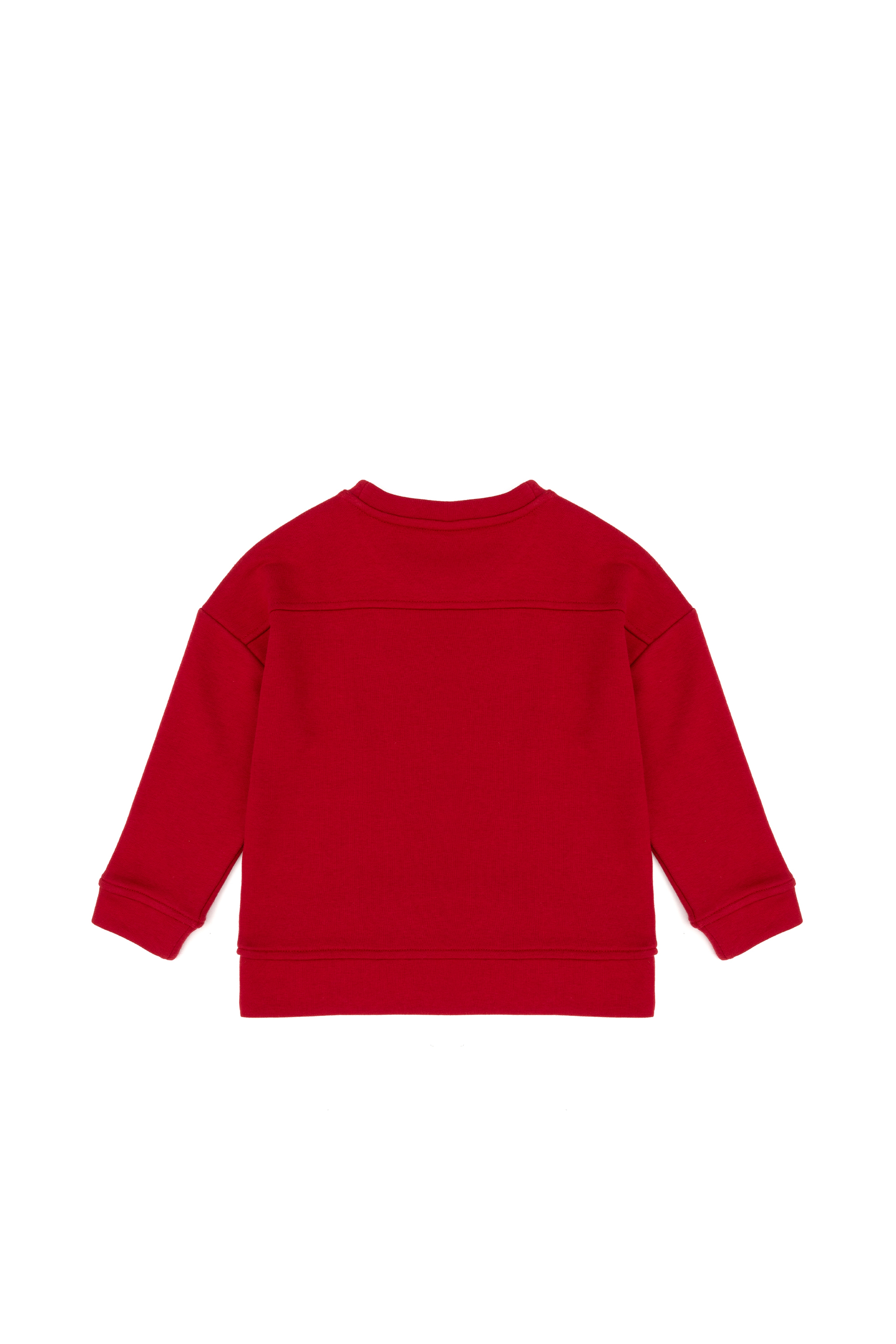 Kız Çocuk Kırmızı Basic Bisiklet Yaka Sweatshirt