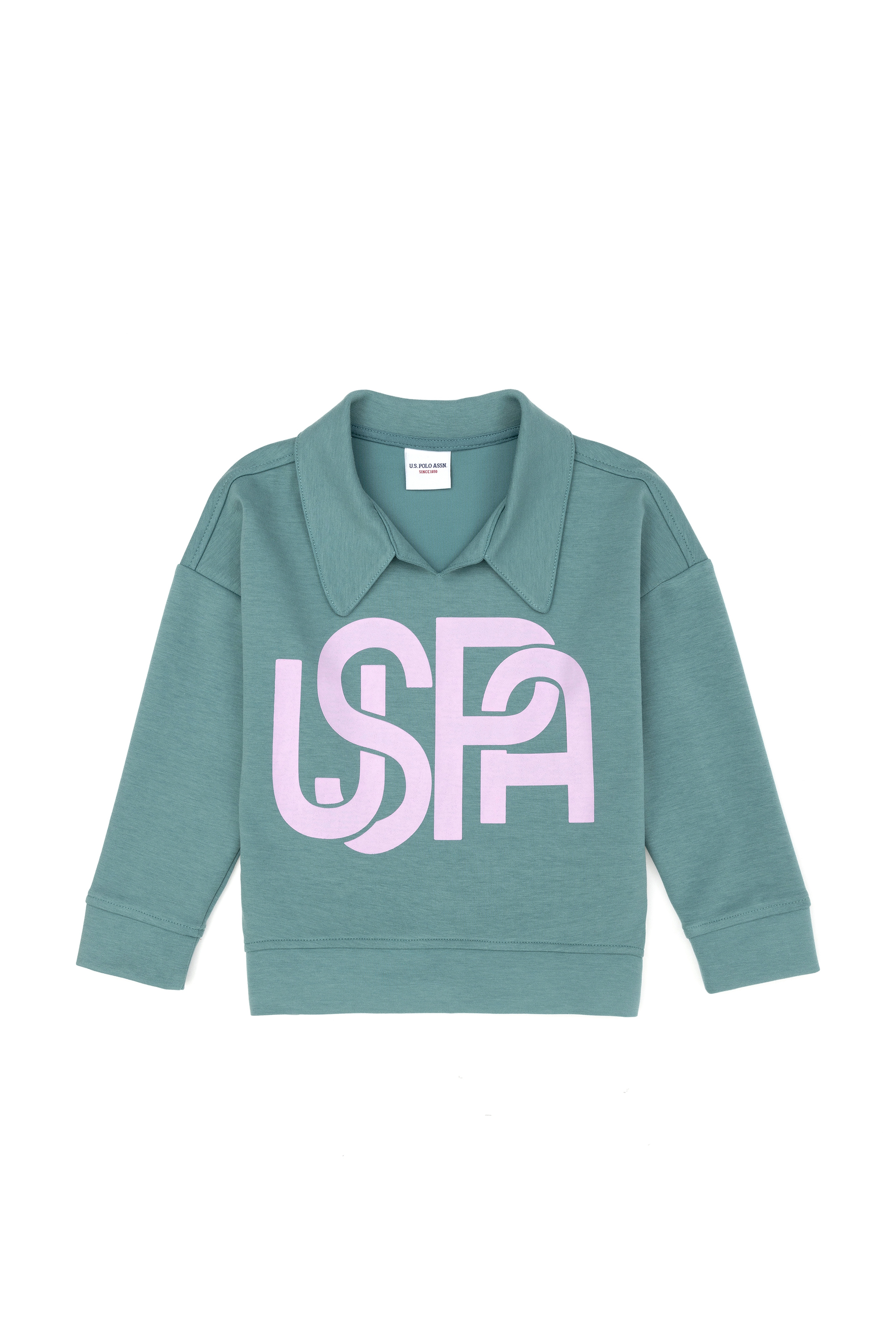Kız Çocuk Mint Polo Yaka Sweatshirt - Image 1
