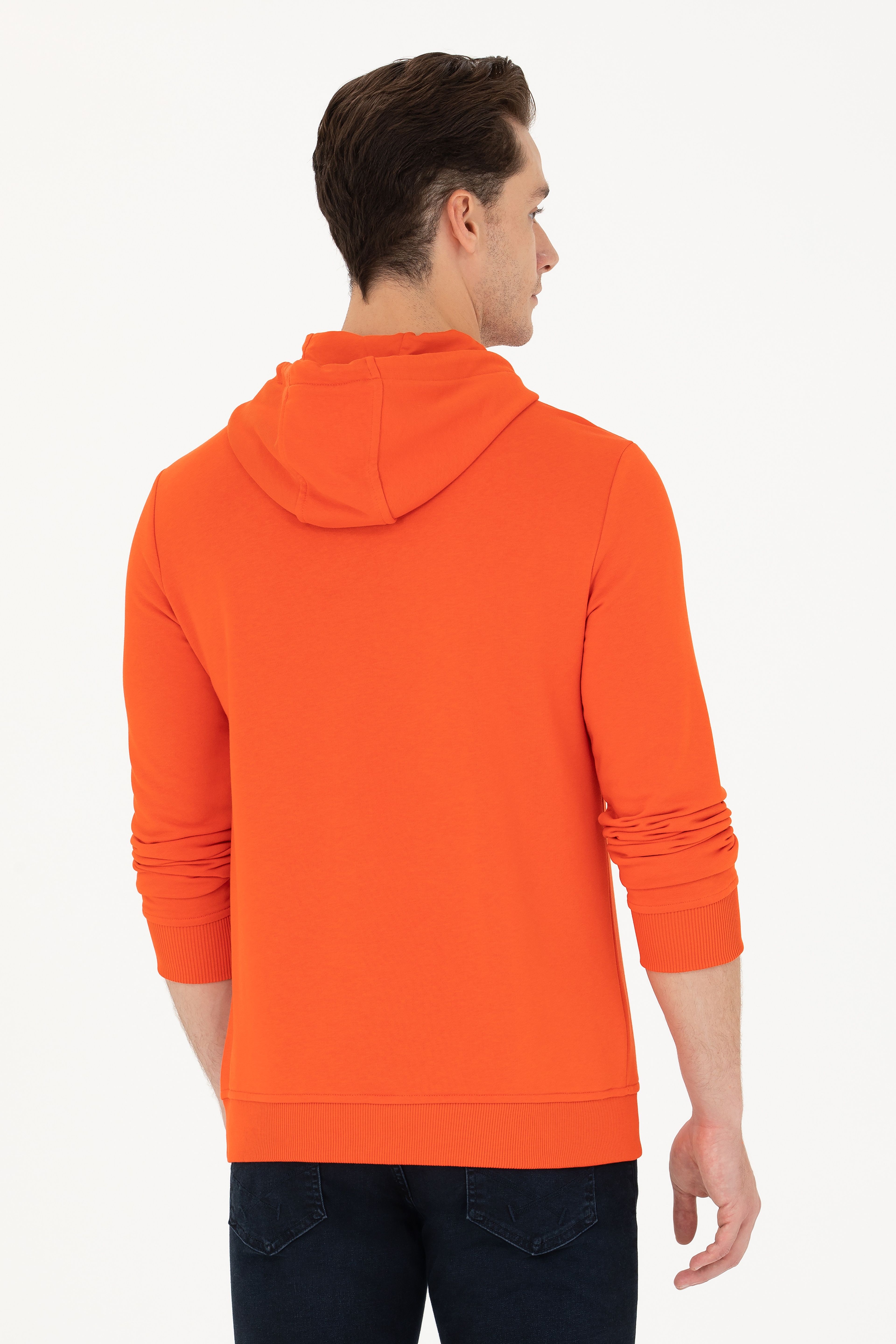 Erkek Turuncu Basic Sweatshirt - Image 5