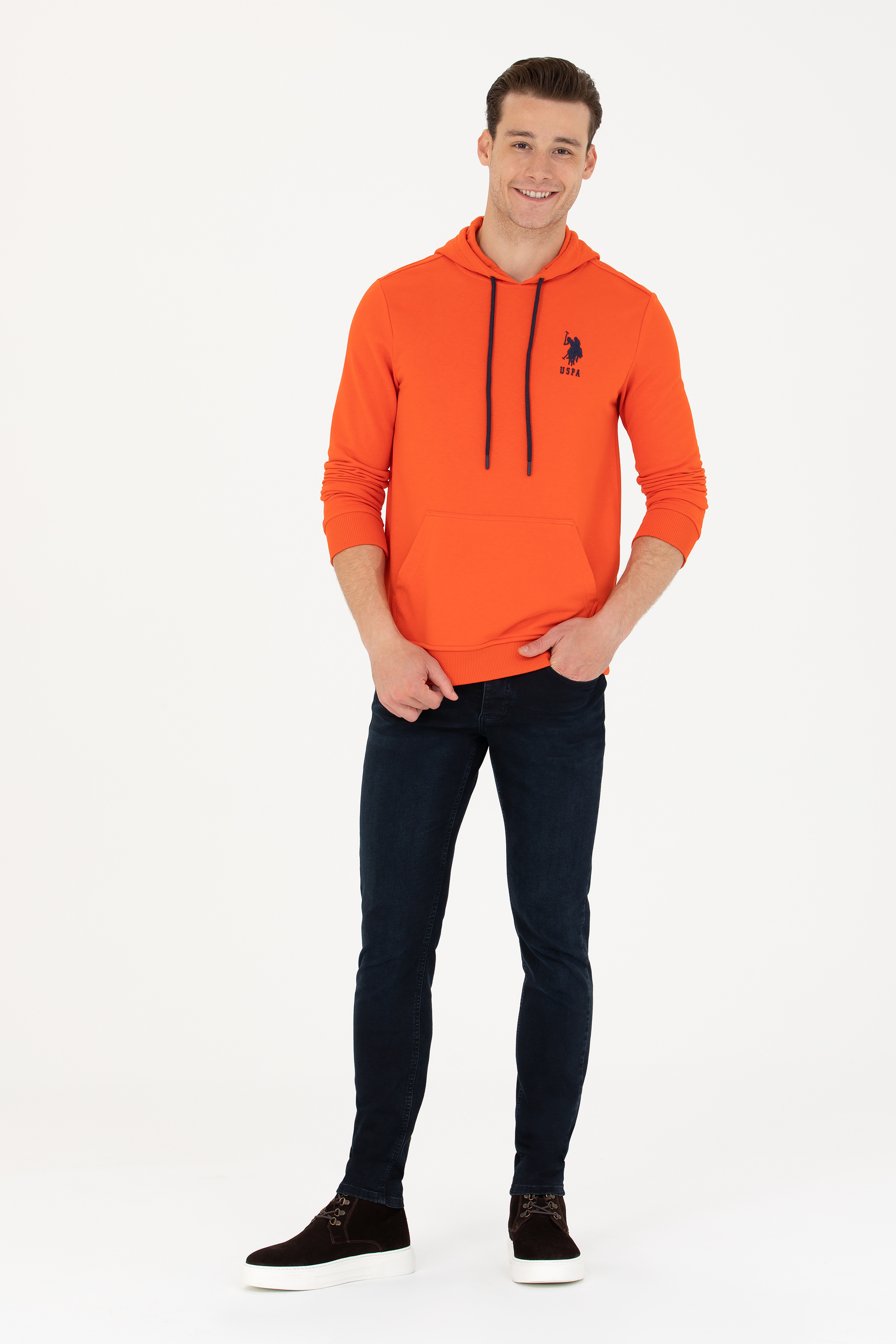 Erkek Turuncu Basic Sweatshirt - Image 4