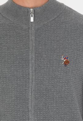 Erkek Gri Melanj Basic Triko Hırka - 50268938006