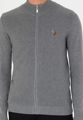 Erkek Gri Melanj Basic Triko Hırka - 50268938006