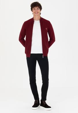 Erkek Bordo Basic Triko Hırka - 50268938033