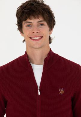 Erkek Bordo Basic Triko Hırka - 50268938033